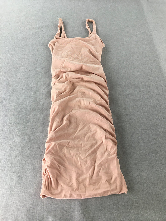 Kookai Womens Bodycon Dress Size 1 Pink Ruched Mini Sleeveless