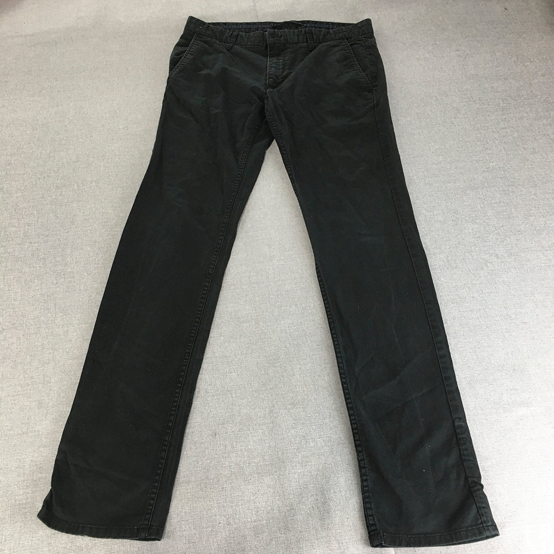 Zara Man Chino Pants Size 31 (W31 x L32) Black Slim Fit Pockets Trousers