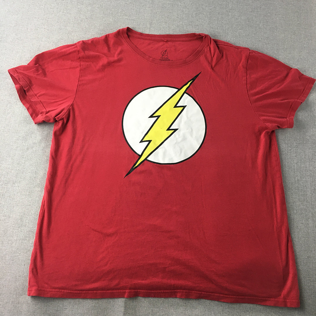 The Flash Mens T-Shirt Size 3XL Red DC Comics Logo Short Sleeve Crew Neck Tee