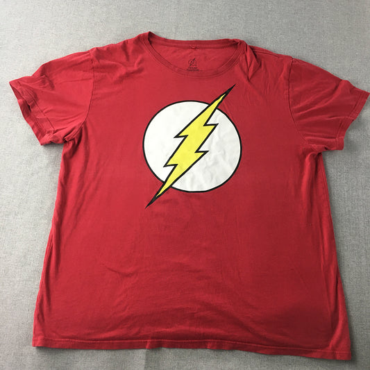 The Flash Mens T-Shirt Size 3XL Red DC Comics Logo Short Sleeve Crew Neck Tee