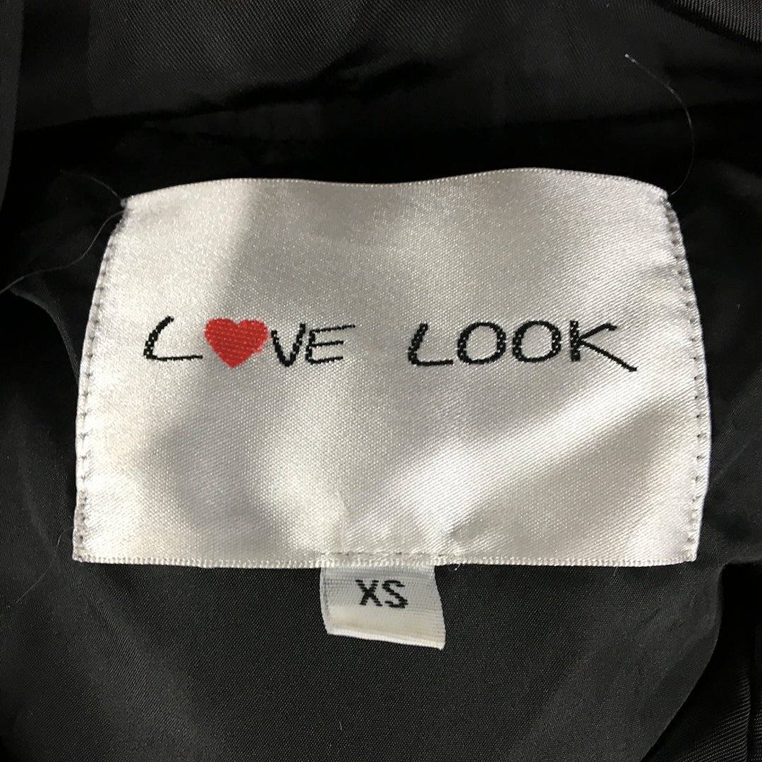 Love Look Womens Jacket Size XS Black Zip-Up Hoodie Pockets Windbreaker