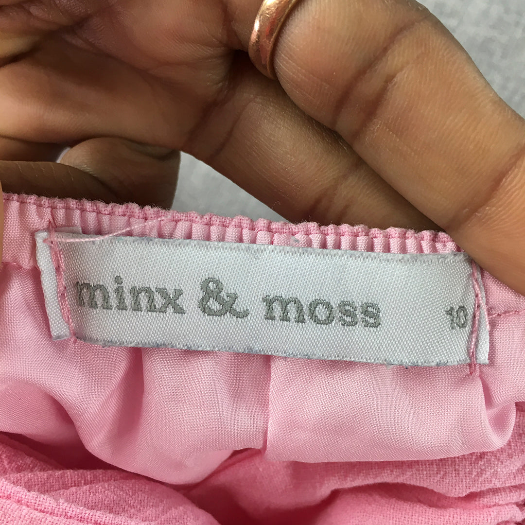 Minx & Moss Womens Mini Dress Size 10 Pink Fit & Flare Sleeveless Pleated