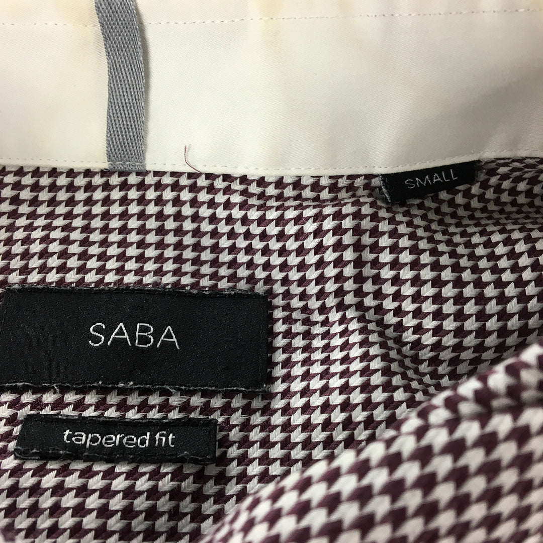 Saba Mens Shirt Size S Tapered Fit Long Sleeve Button-Up Purple Dot Collared