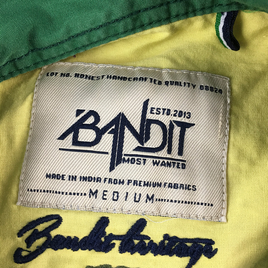 Bandit Mens Shirt Size M Green Long Sleeve Button-Up Pocket Elbow Patches