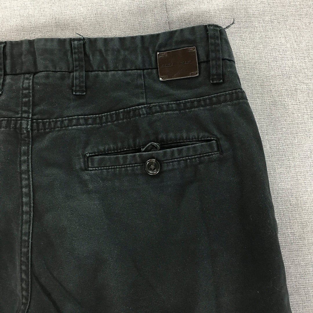 Zara Man Chino Pants Size 31 (W31 x L32) Black Slim Fit Pockets Trousers