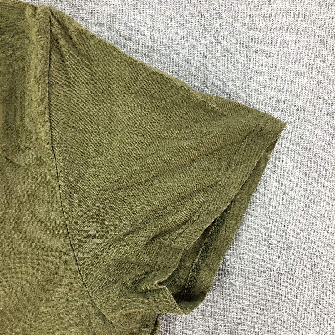 Zara Womens T-Shirt Size M Khaki Green Short Sleeve Top