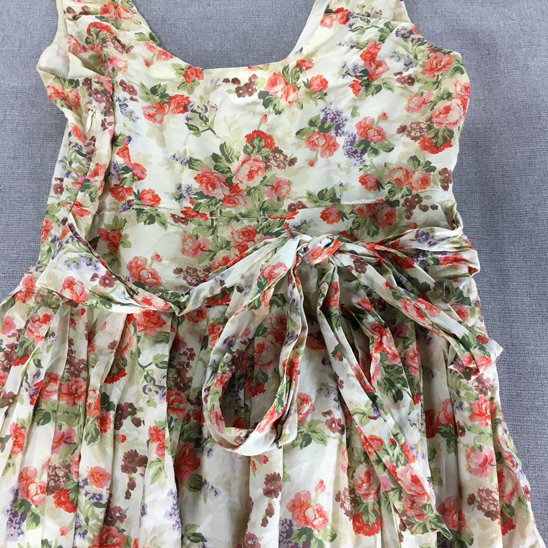 Princess Highway Womens Mini Dress Size 8 White Floral Sleeveless Pleated