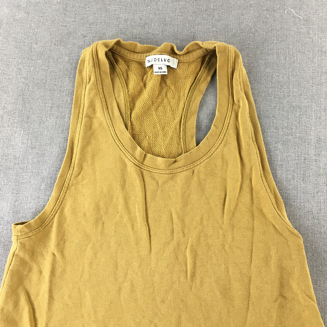 Nude Lucy Womens Tank Top Size XS Yellow Knit Sleeveless Shirt