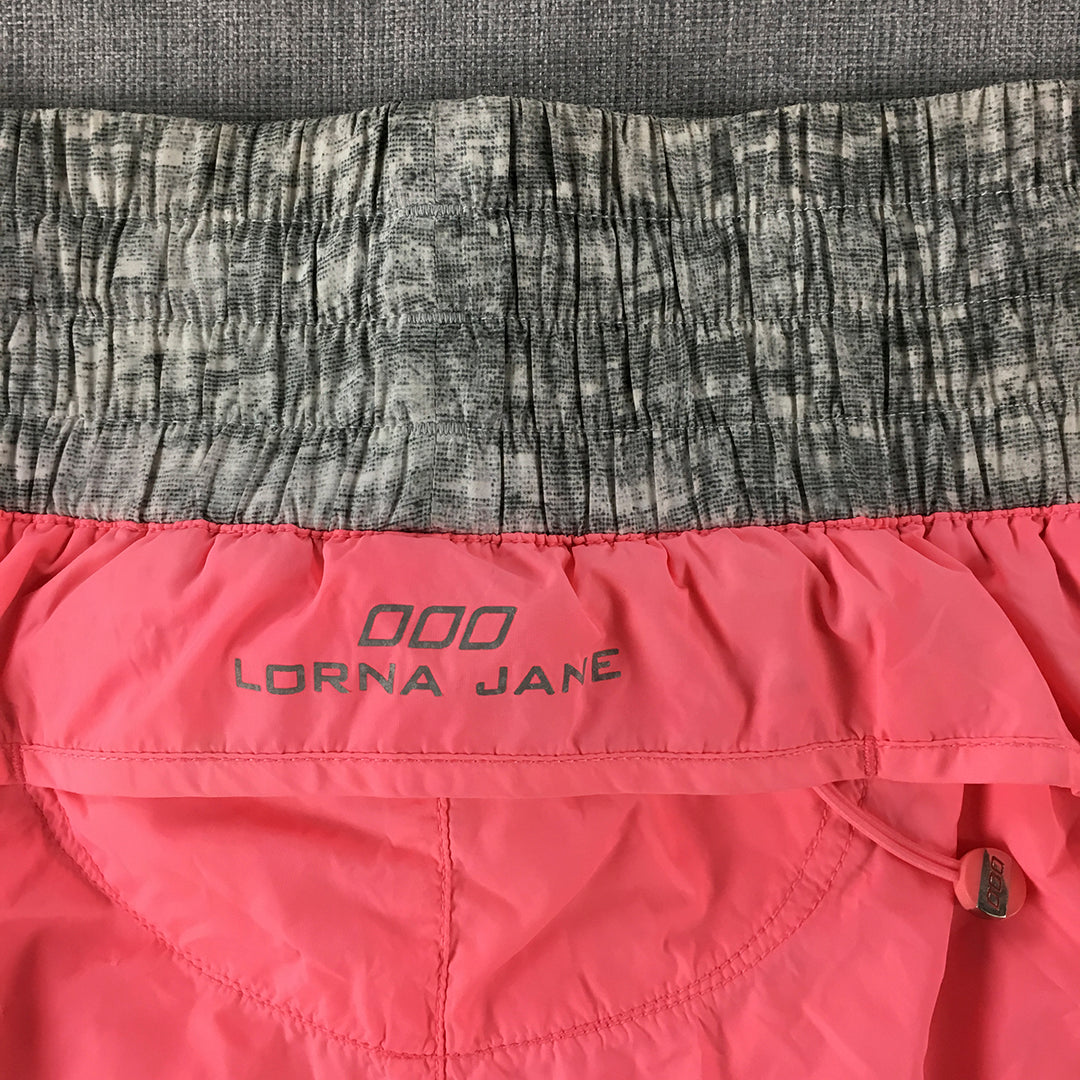 Lorna Jane Womens Shorts Size M Pink Grey Drawstring Elastic Waist