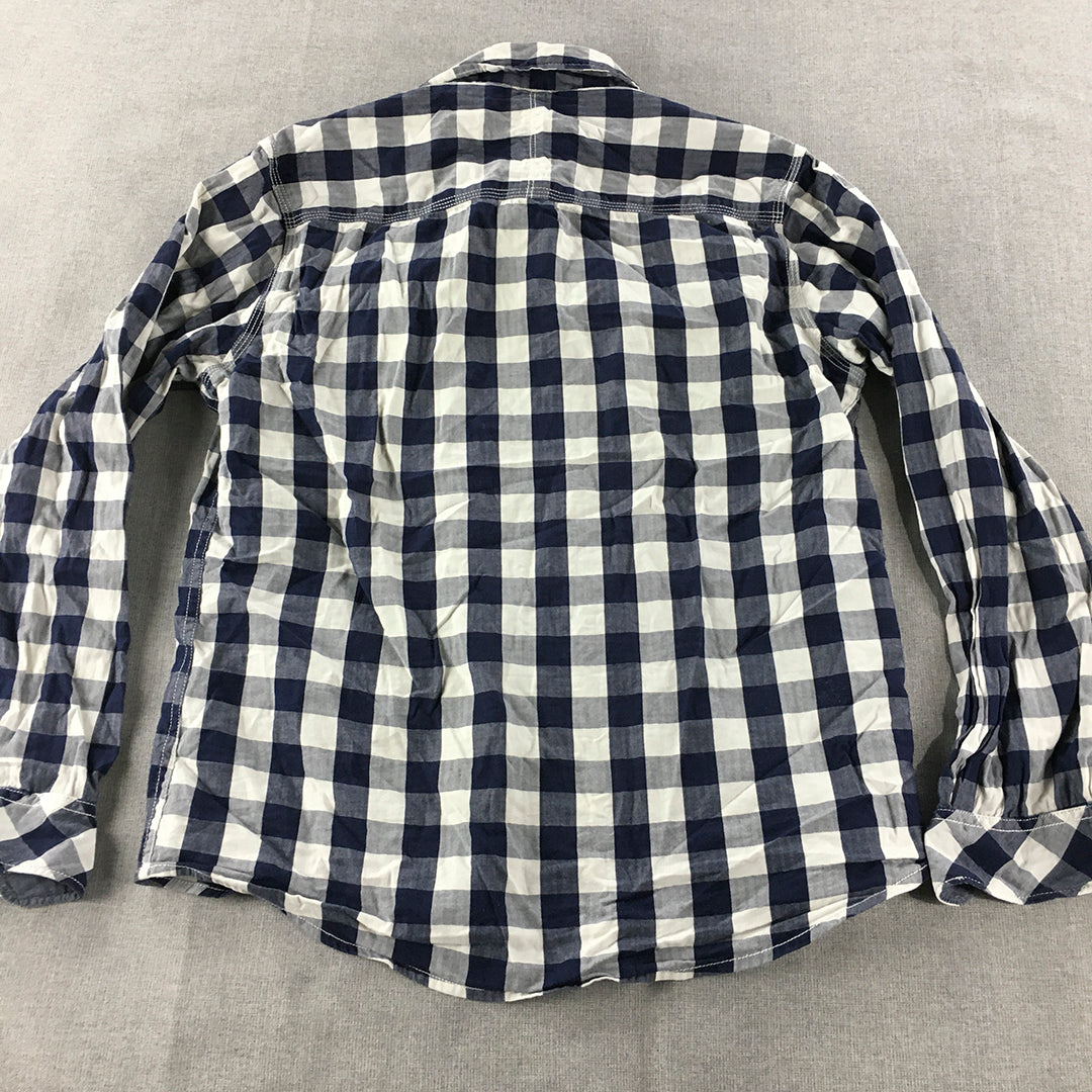 Pepe Jeans Mens Shirt Size M Blue White Checkered Long Sleeve Button-Up