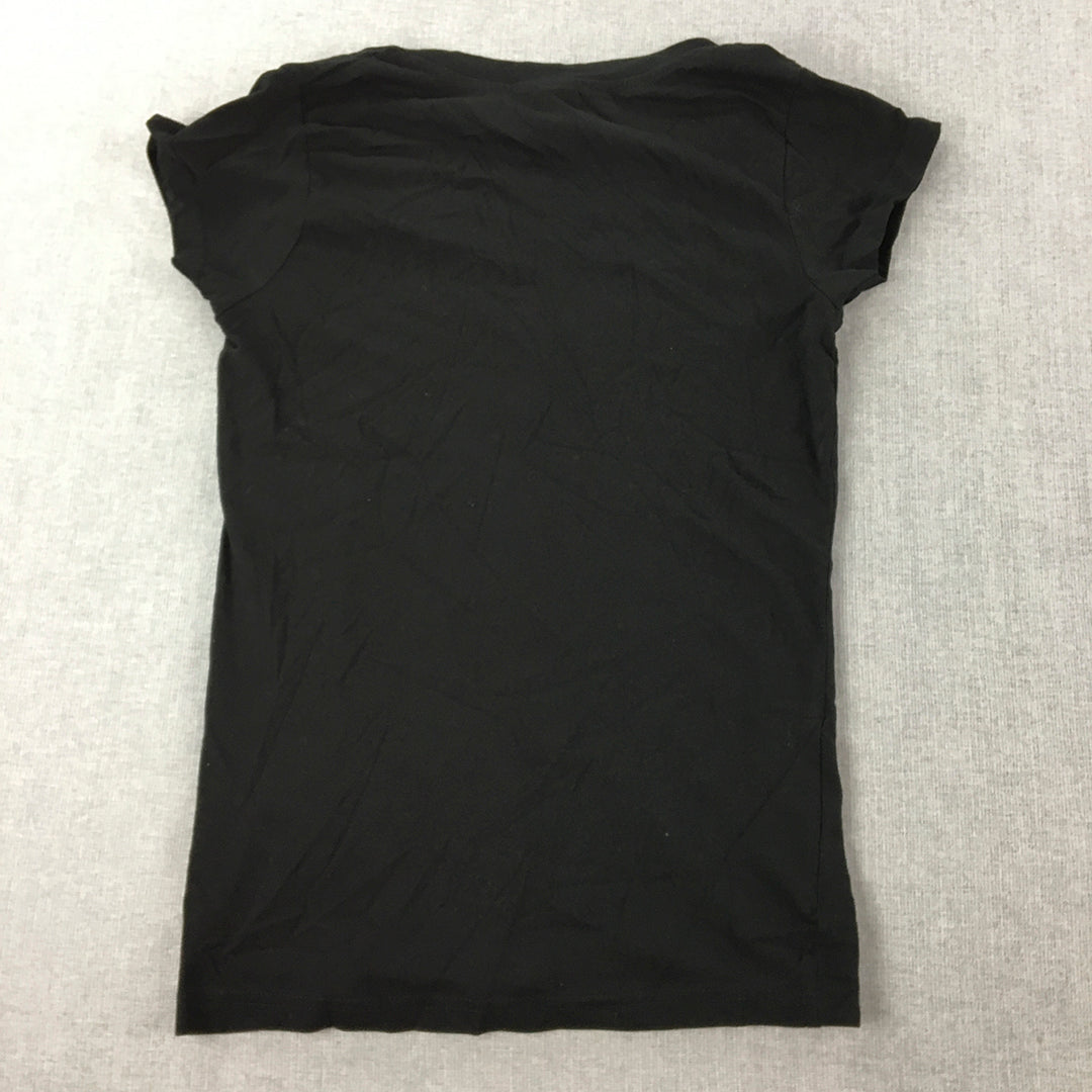 Roly Womens T-Shirt Size 10 Espana Spain Black Short Sleeve Top