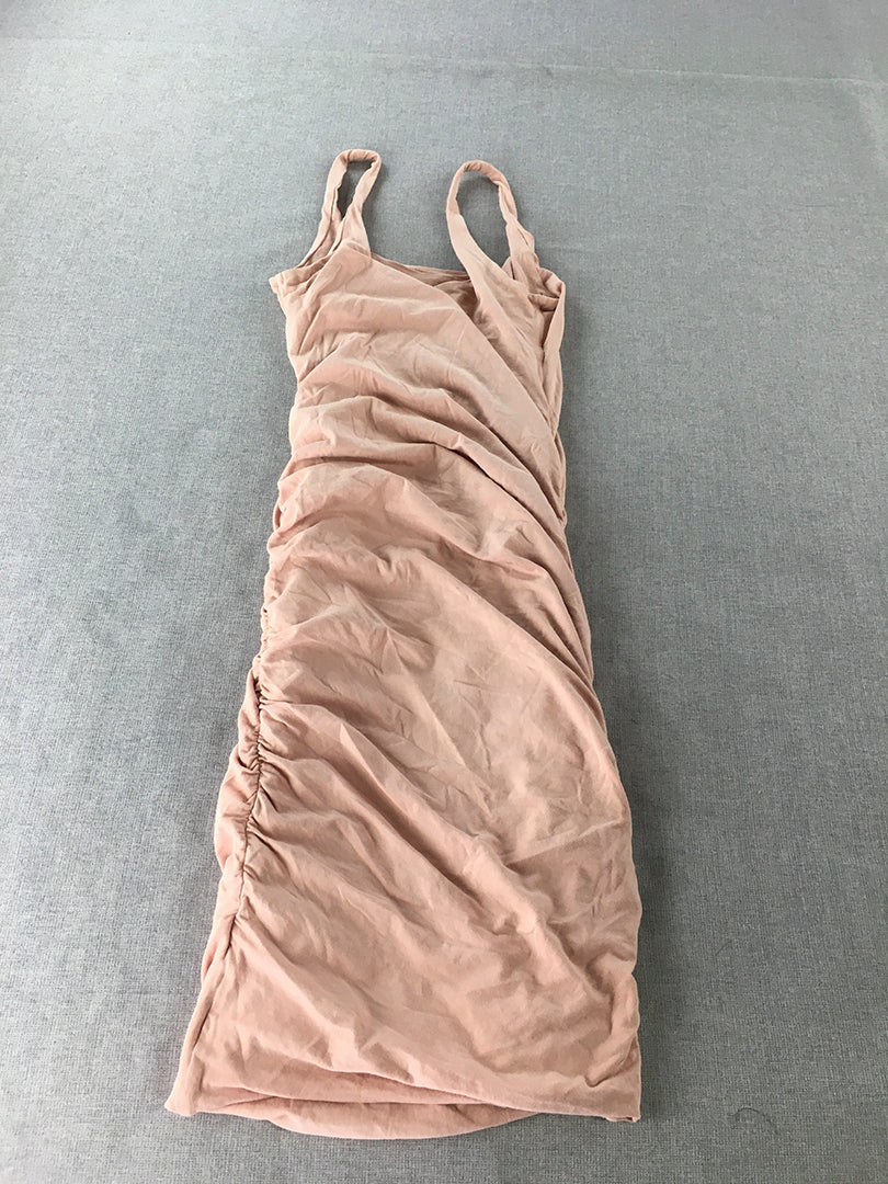 Kookai Womens Bodycon Dress Size 1 Pink Ruched Mini Sleeveless