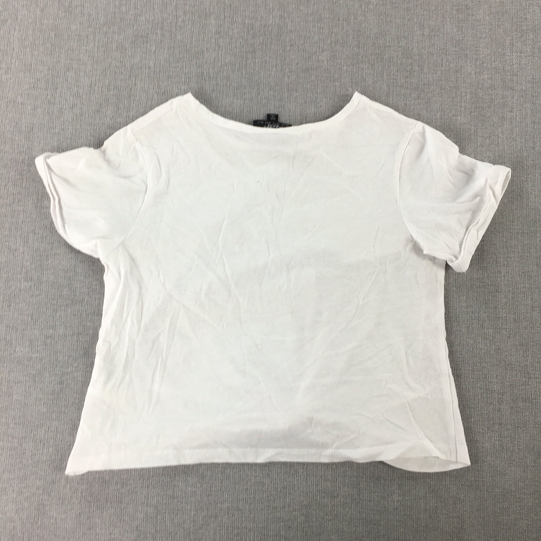 Bardot Junior Kids Girls T-Shirt Size 8 White Gold St Tropez Short Sleeve Top