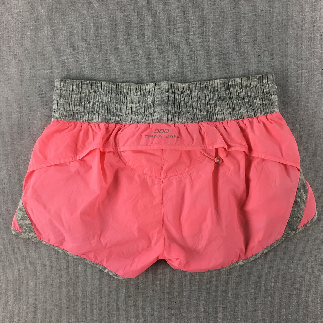 Lorna Jane Womens Shorts Size M Pink Grey Drawstring Elastic Waist