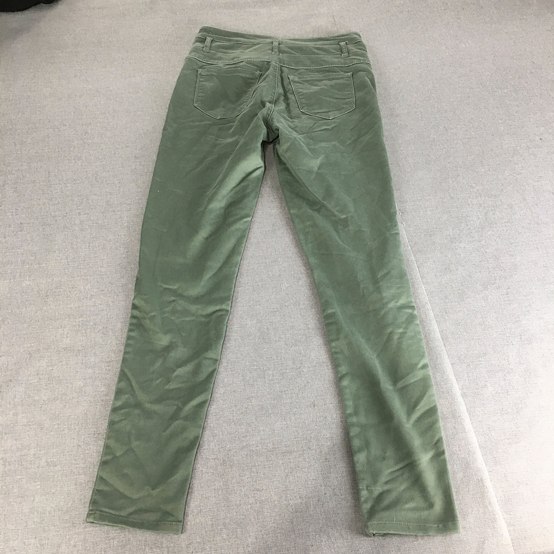 Refuge Womens Skinny Jeans Size 4 Green High Waist Pull On Stretch Denim