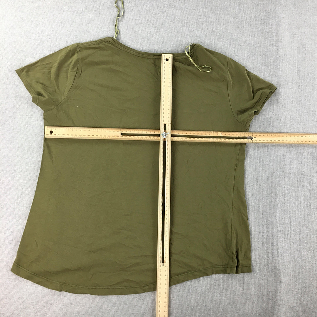 Zara Womens T-Shirt Size M Khaki Green Short Sleeve Top