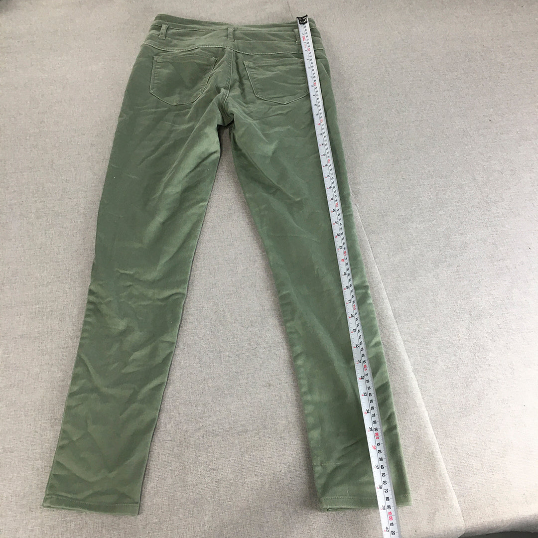 Refuge Womens Skinny Jeans Size 4 Green High Waist Pull On Stretch Denim