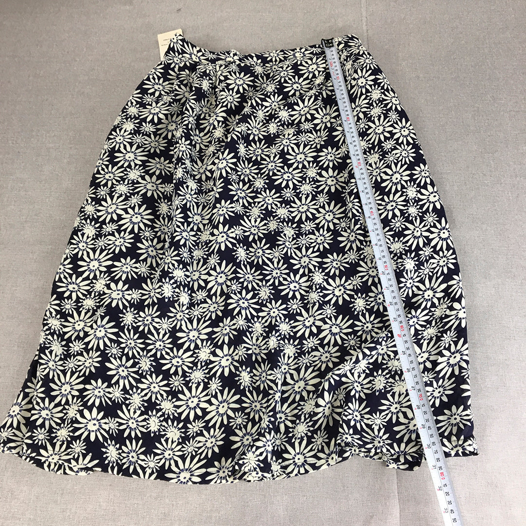 NEW Briecom Womens Maxi Skirt Size 14 Blue White Floral A-Line