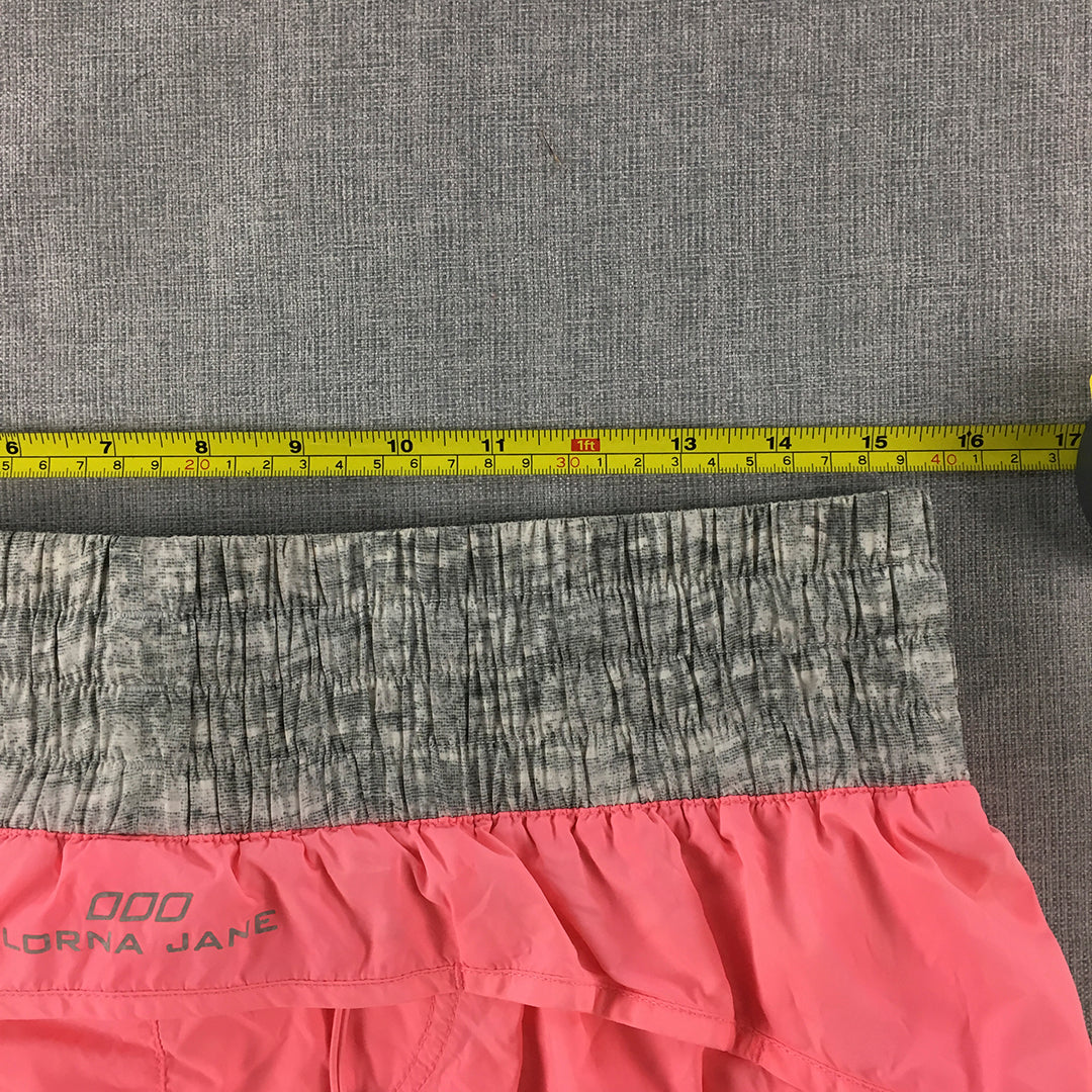 Lorna Jane Womens Shorts Size M Pink Grey Drawstring Elastic Waist