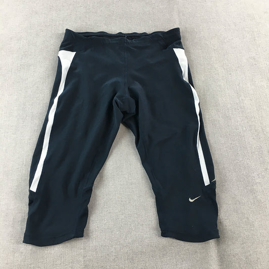 Nike Kids Girls Leggings Size XL (12 - 14) Blue Logo Activewear Pants