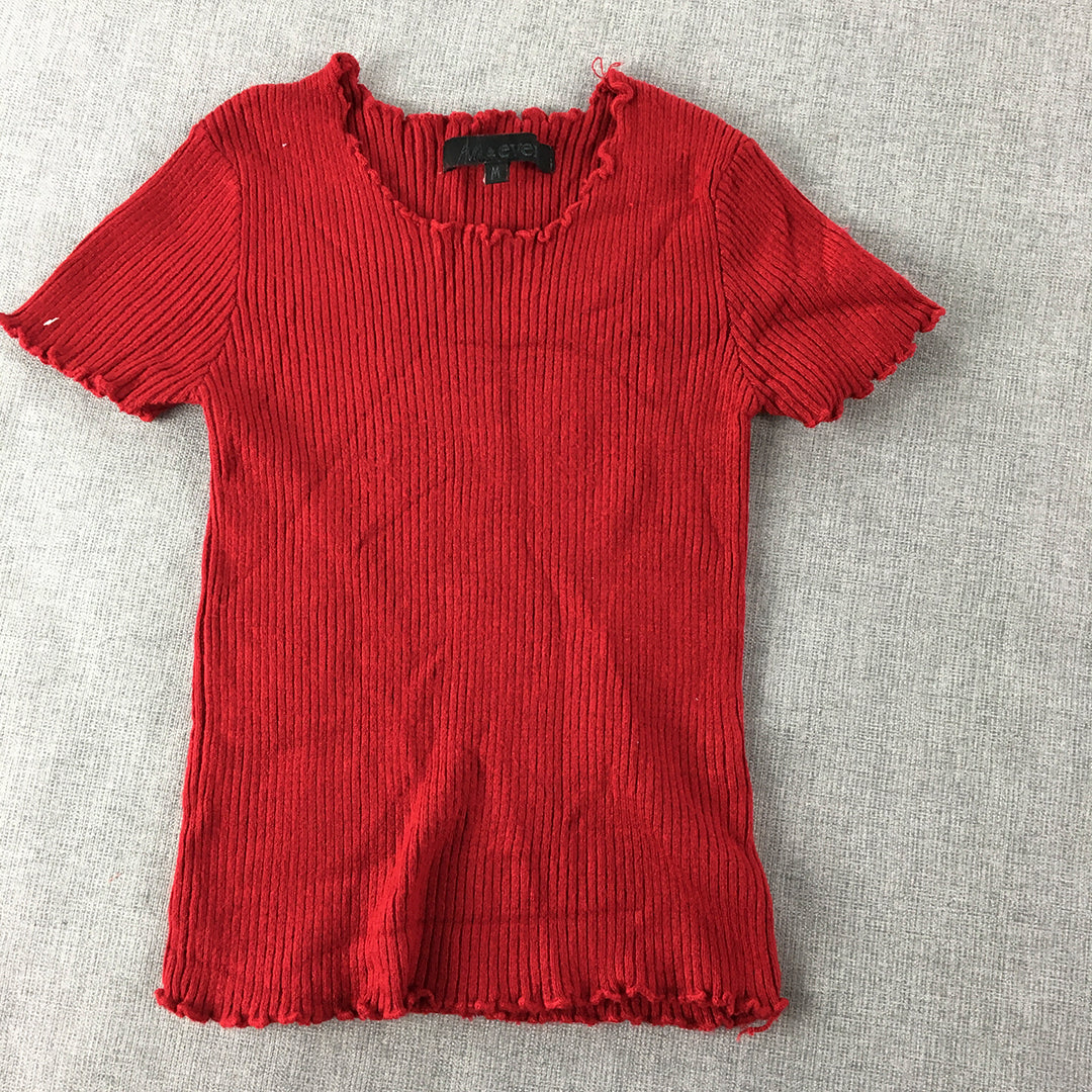 Ava & Ever Womens Knit Top Size M Red Stretch Fabric Shirt