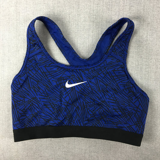 Nike Womens Sports Bra Size M Blue Logo Cropped Top