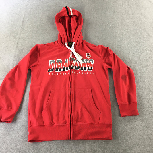 St George Dragons Kids Boys Hoodie Jacket Size 10 Red NRL Zip-Up Coat