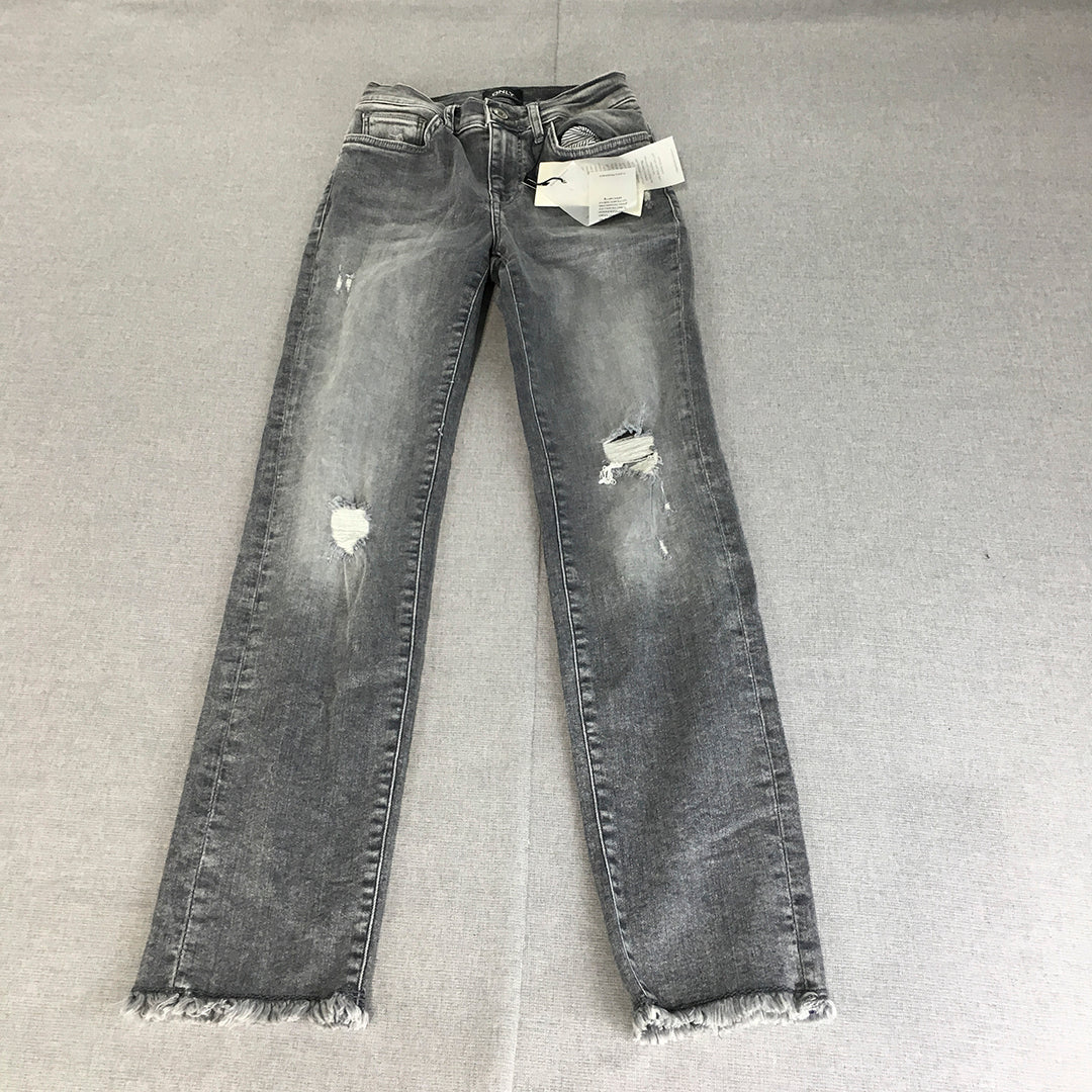 NEW Only Womens Skinny Jeans Size 27 Grey Light Wash Ripped Stretch Denim