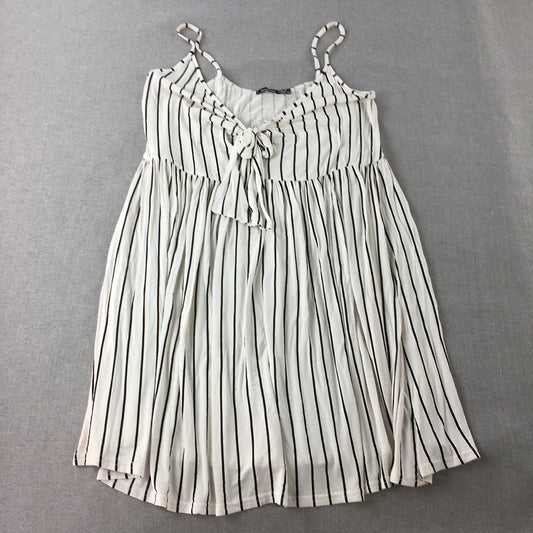 Boohoo Womens Mini Dress Size 18 White Striped Sleeveless