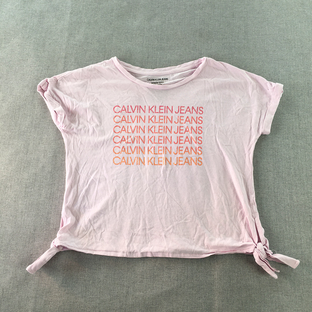 Calvin Klein Jeans Kids Girls T-Shirt Size M (8 - 10) Years Pink Short Sleeve