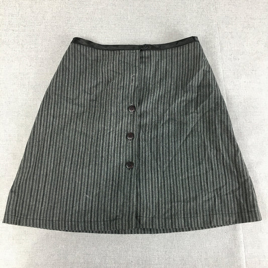 Witchery Womens Mini Skirt Size 8 Grey Black Striped Button