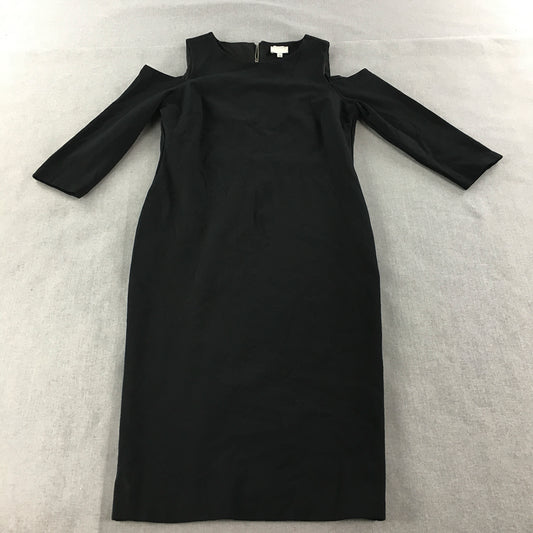 Witchery Womens Dress Size L Black Cold Shoulder Knee Length