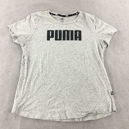 Puma Womens T-Shirt Size L Grey Logo Short Sleeve Crew Neck Top