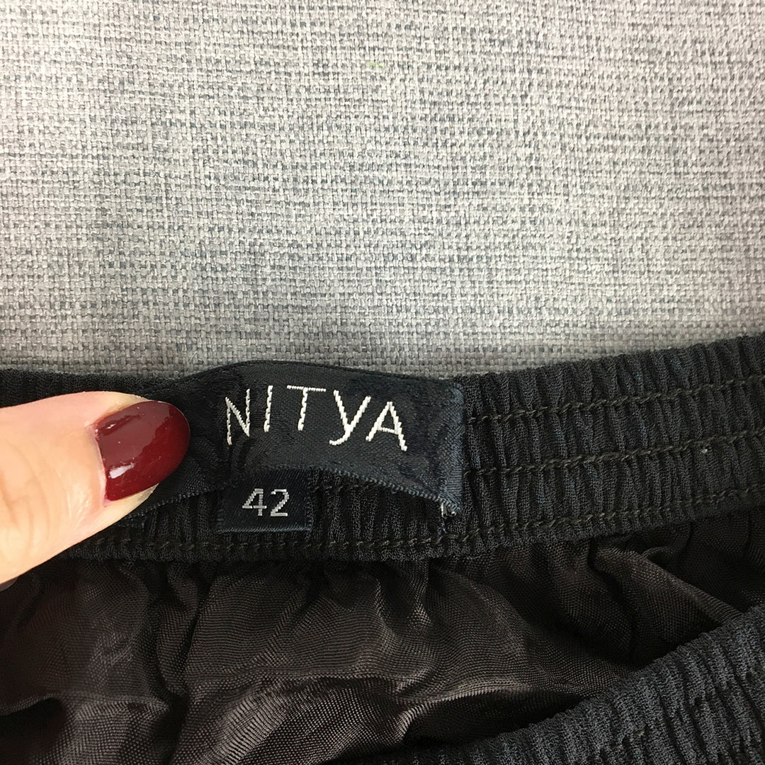 Nitya Womens Maxi Skirt Size 42 (Medium) Black Elastic Waist