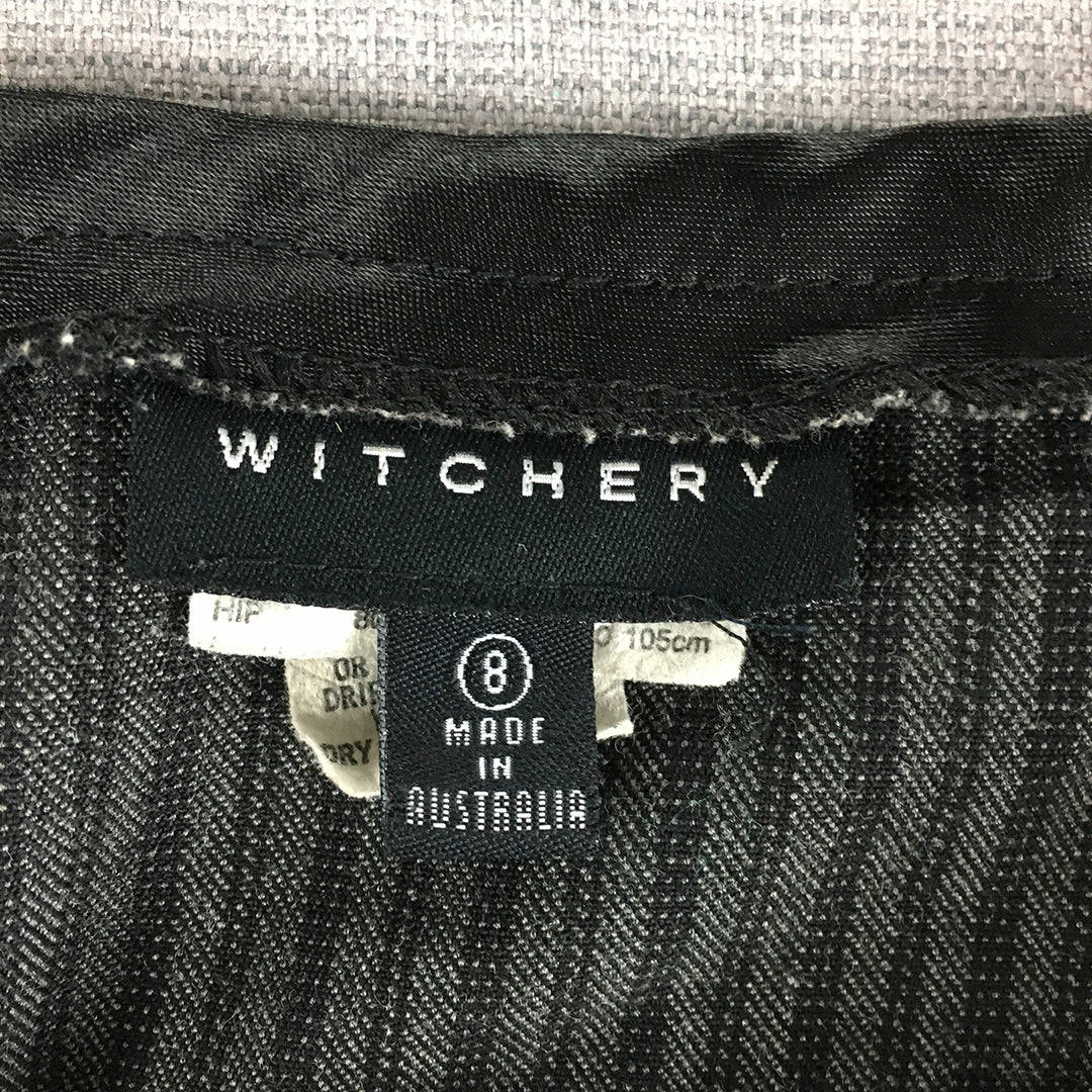 Witchery Womens Mini Skirt Size 8 Grey Black Striped Button