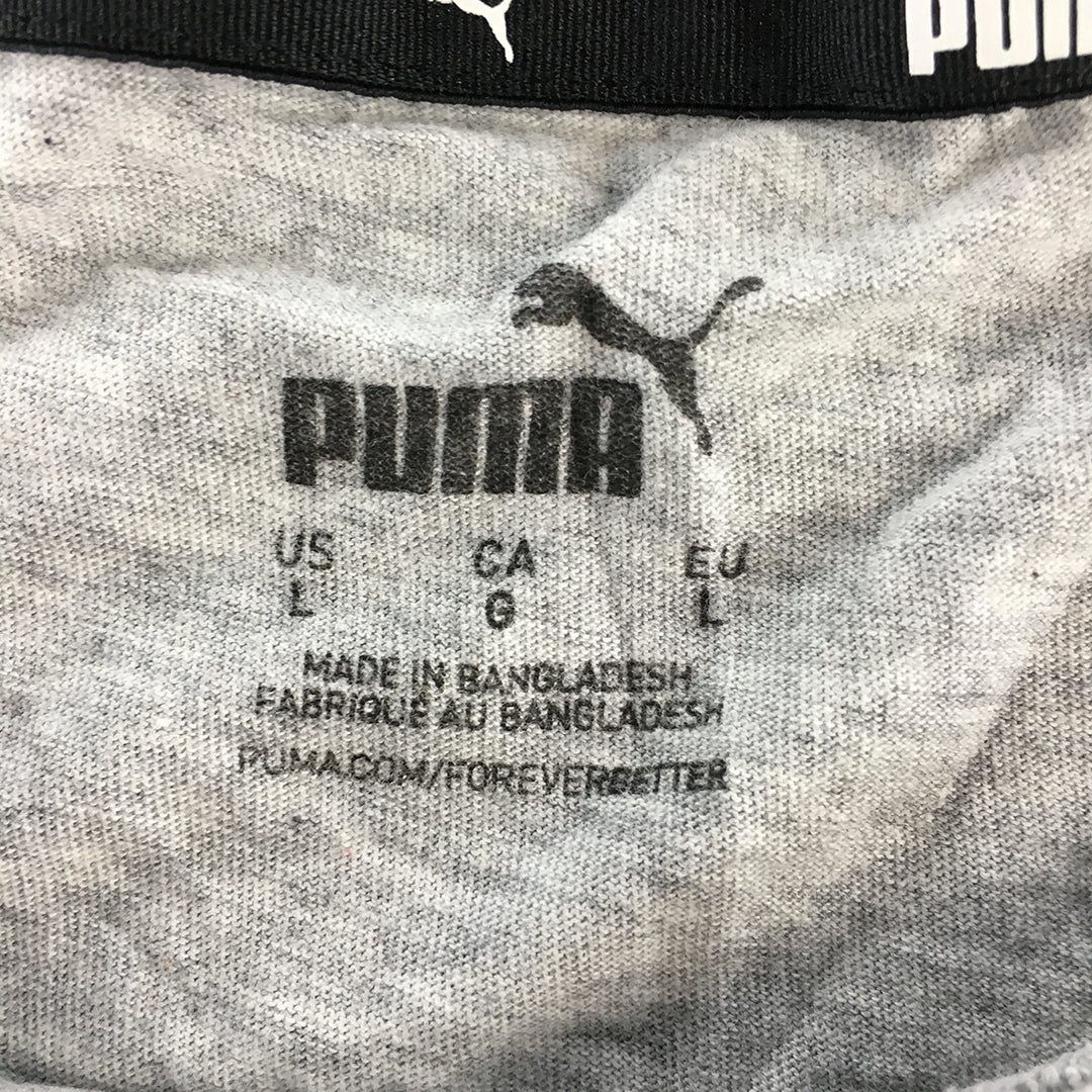 Puma Womens T-Shirt Size L Grey Logo Short Sleeve Crew Neck Top