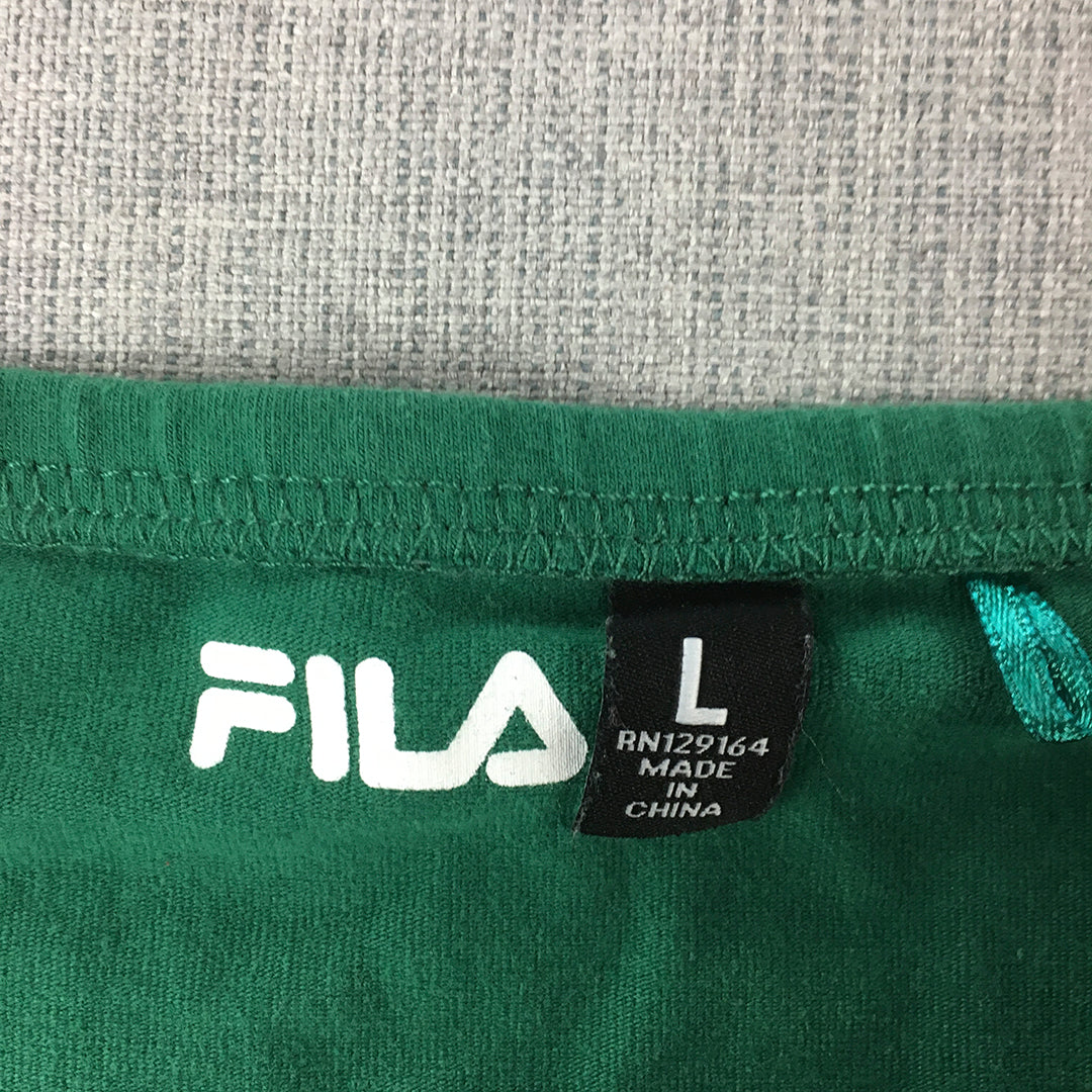 FILA Womens Bandeau Top Size L Dark Forest Green Cropped Sleeveless Logo Shirt