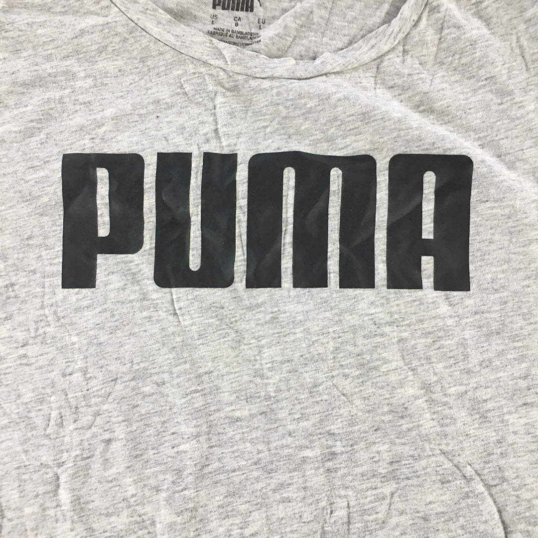 Puma Womens T-Shirt Size L Grey Logo Short Sleeve Crew Neck Top