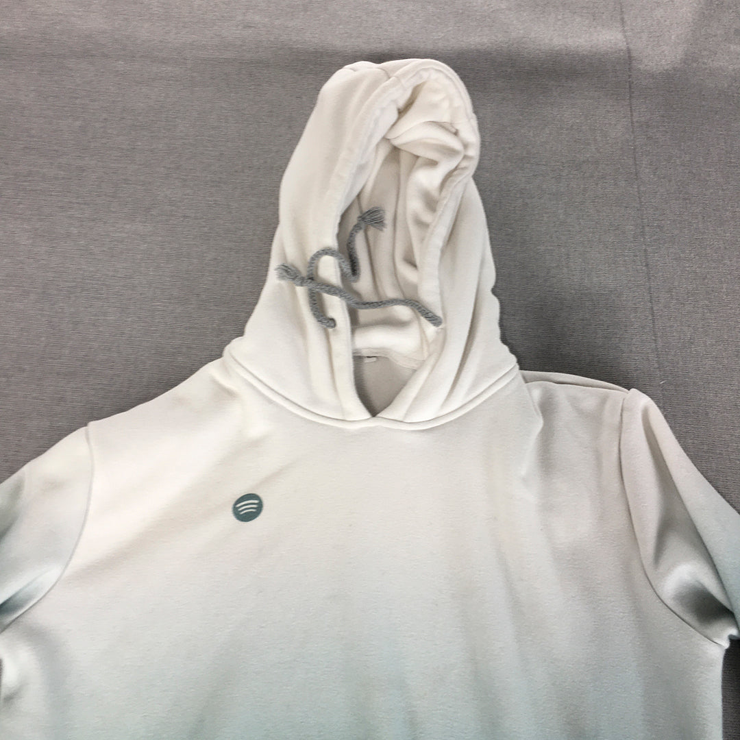 Spotify Mens Hoodie Sweater Size L White Blue Gradient Logo Jumper