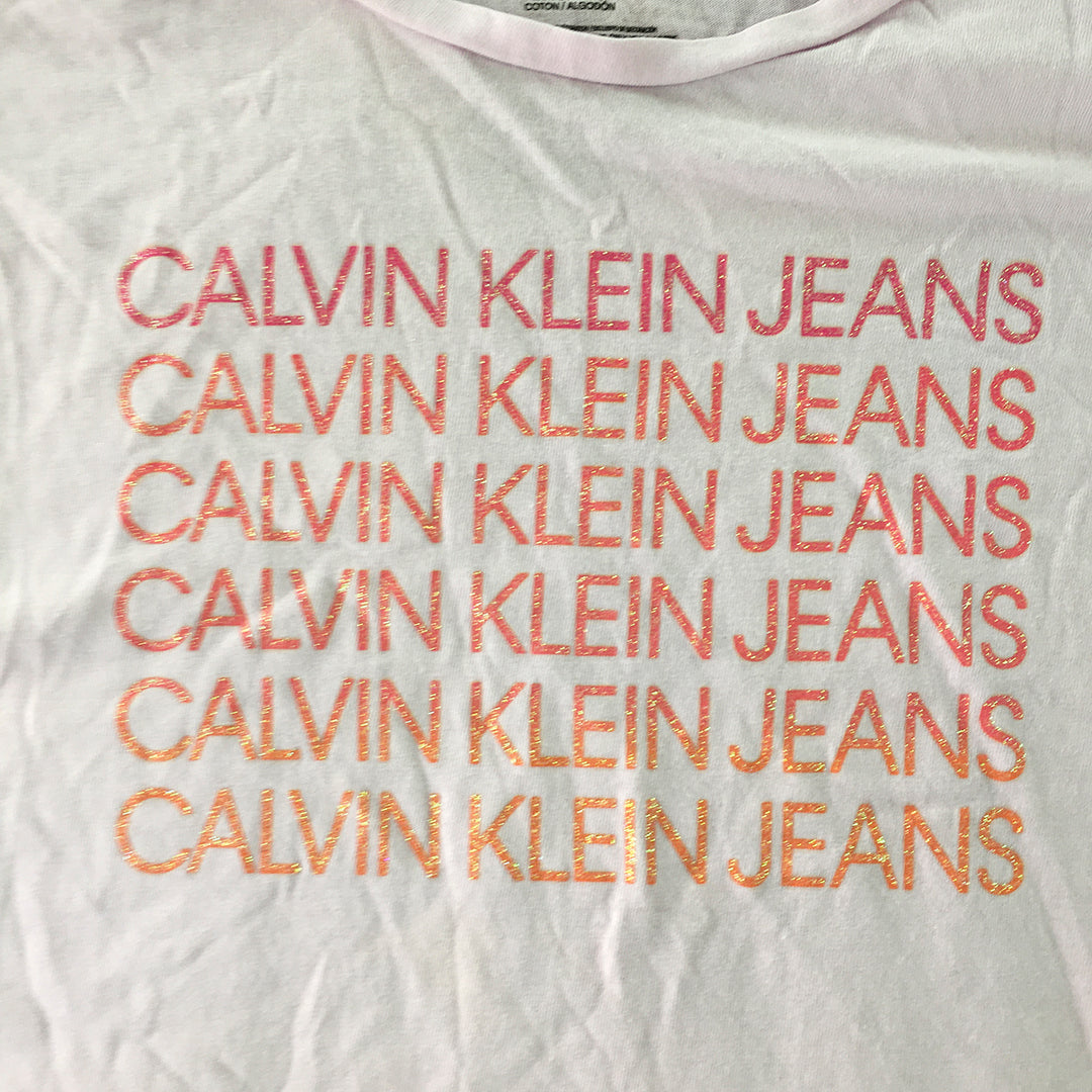 Calvin Klein Jeans Kids Girls T-Shirt Size M (8 - 10) Years Pink Short Sleeve