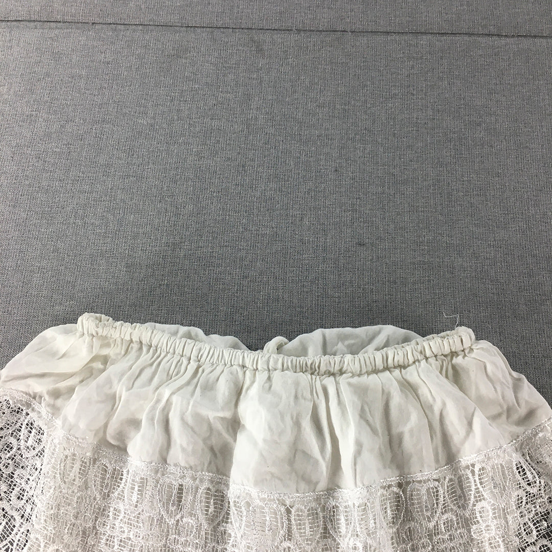 NEW Cantik Womens Mini Dress Size S White Floral Lace Strapless