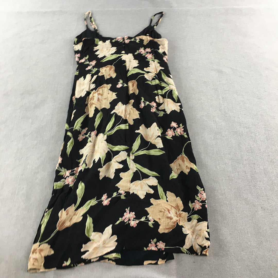 Society Amuse Womens Shift Dress SIze L Black Floral Mini Sleeveless