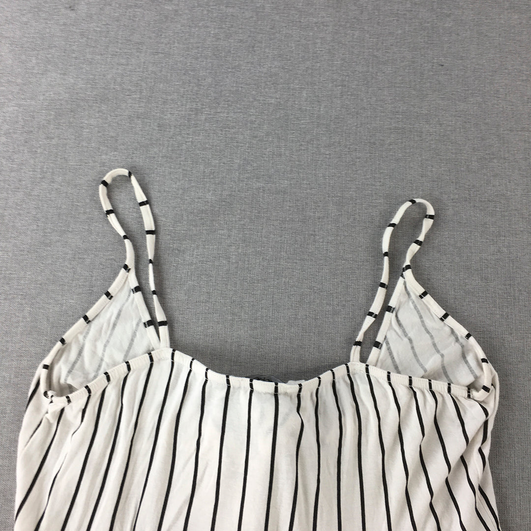 Boohoo Womens Mini Dress Size 18 White Striped Sleeveless