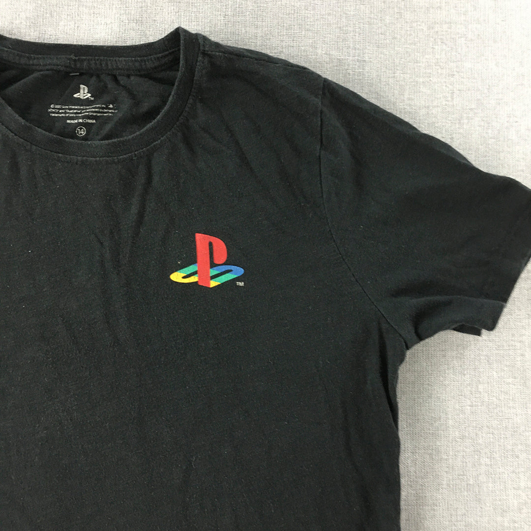 Playstation Kids Boys T-Shirt Size 14 Black Logo Short Sleeve Top