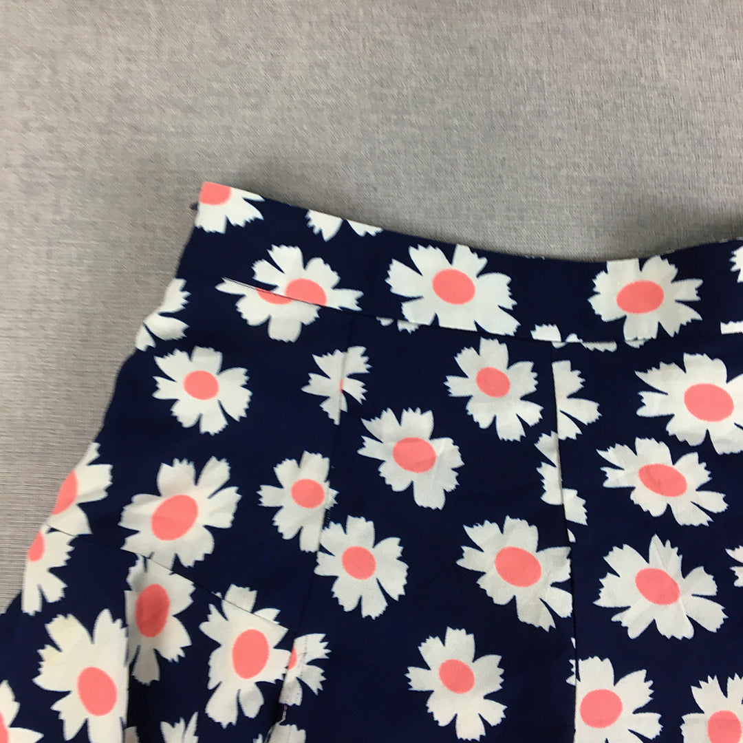 West End Doll Womens Shorts Size 12 Blue Floral