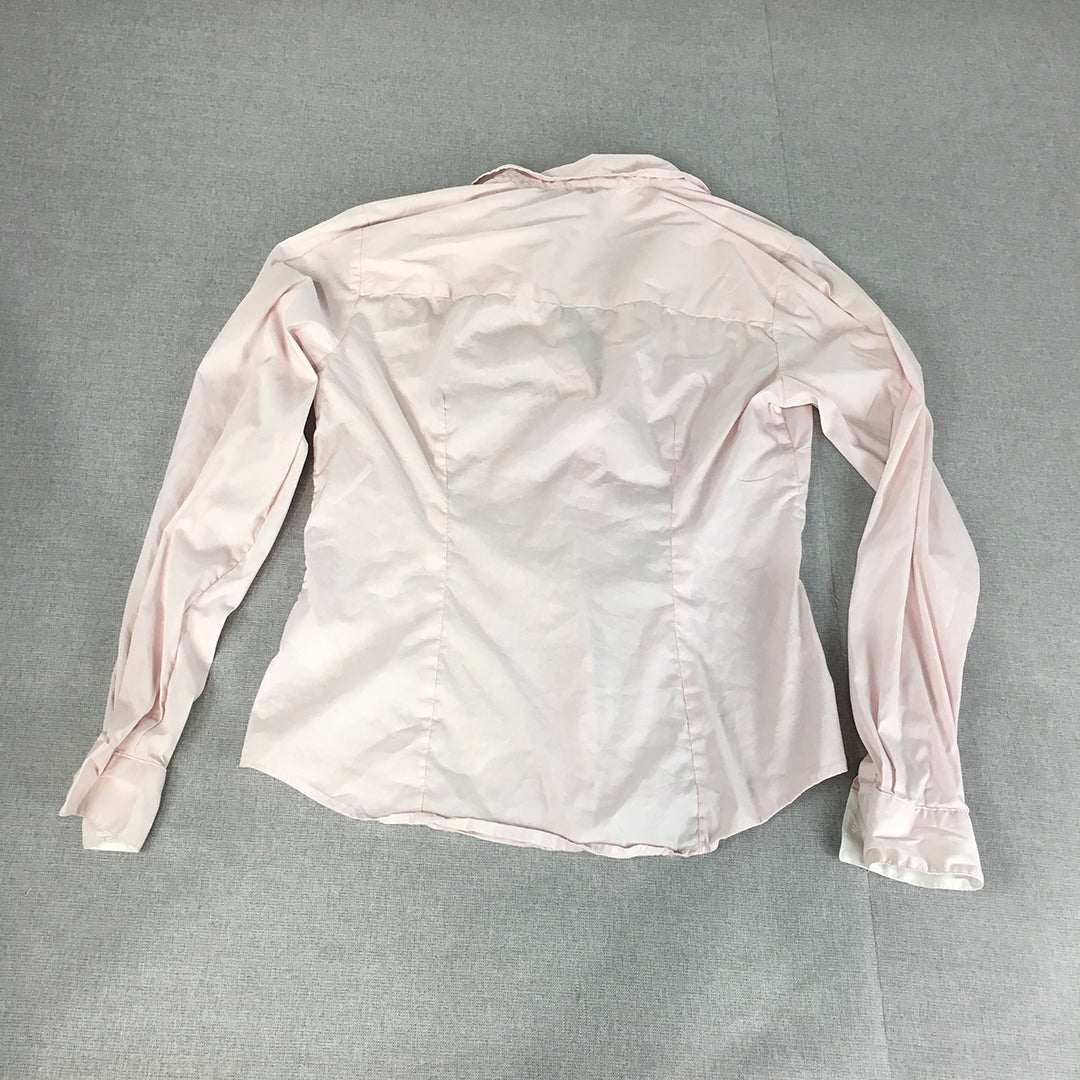 H&M Womens Shirt Size 14 Pink Long Sleeve Button-Up Top