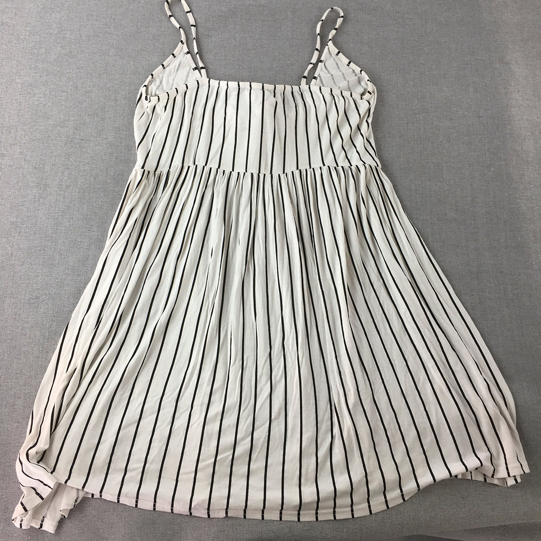 Boohoo Womens Mini Dress Size 18 White Striped Sleeveless