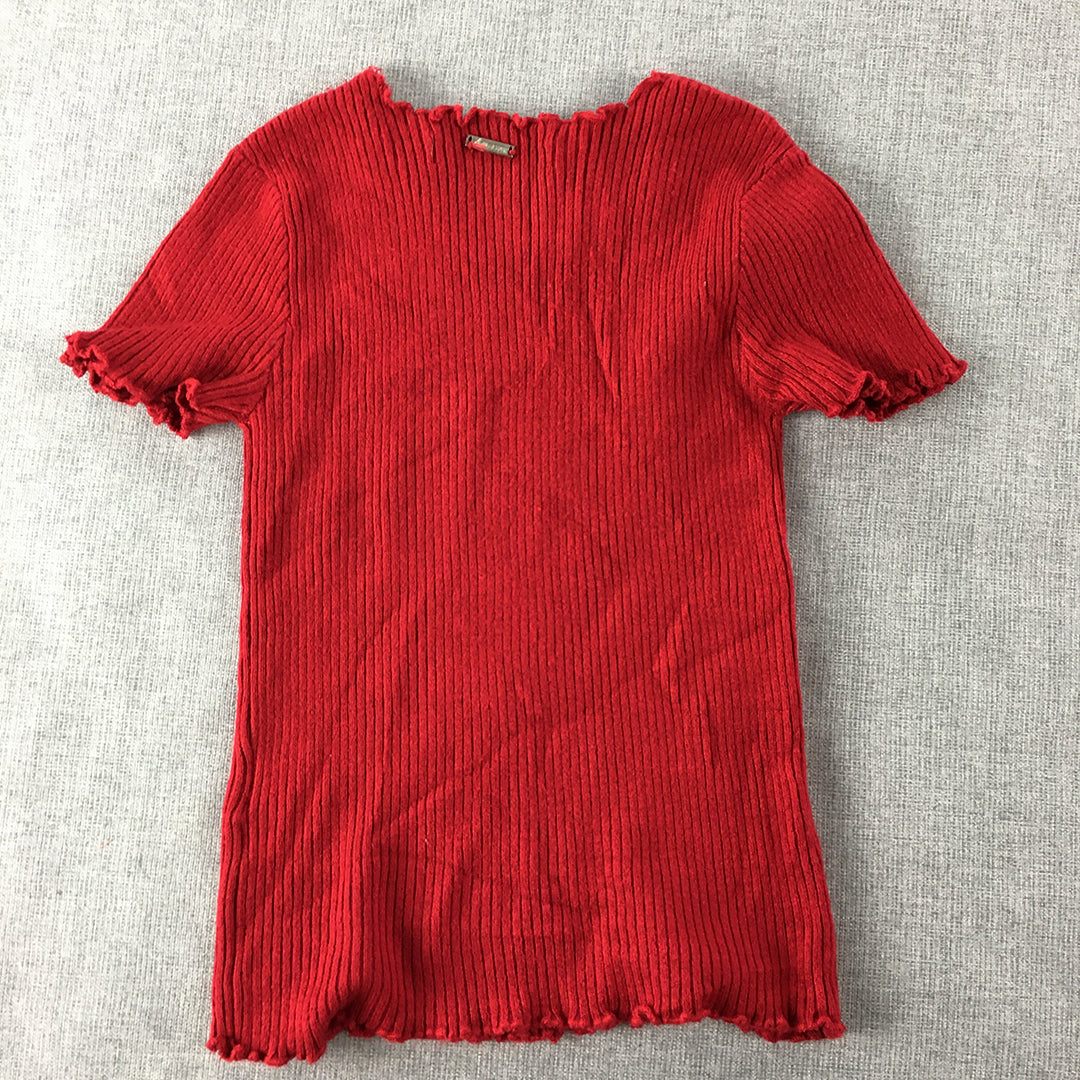 Ava & Ever Womens Knit Top Size M Red Stretch Fabric Shirt