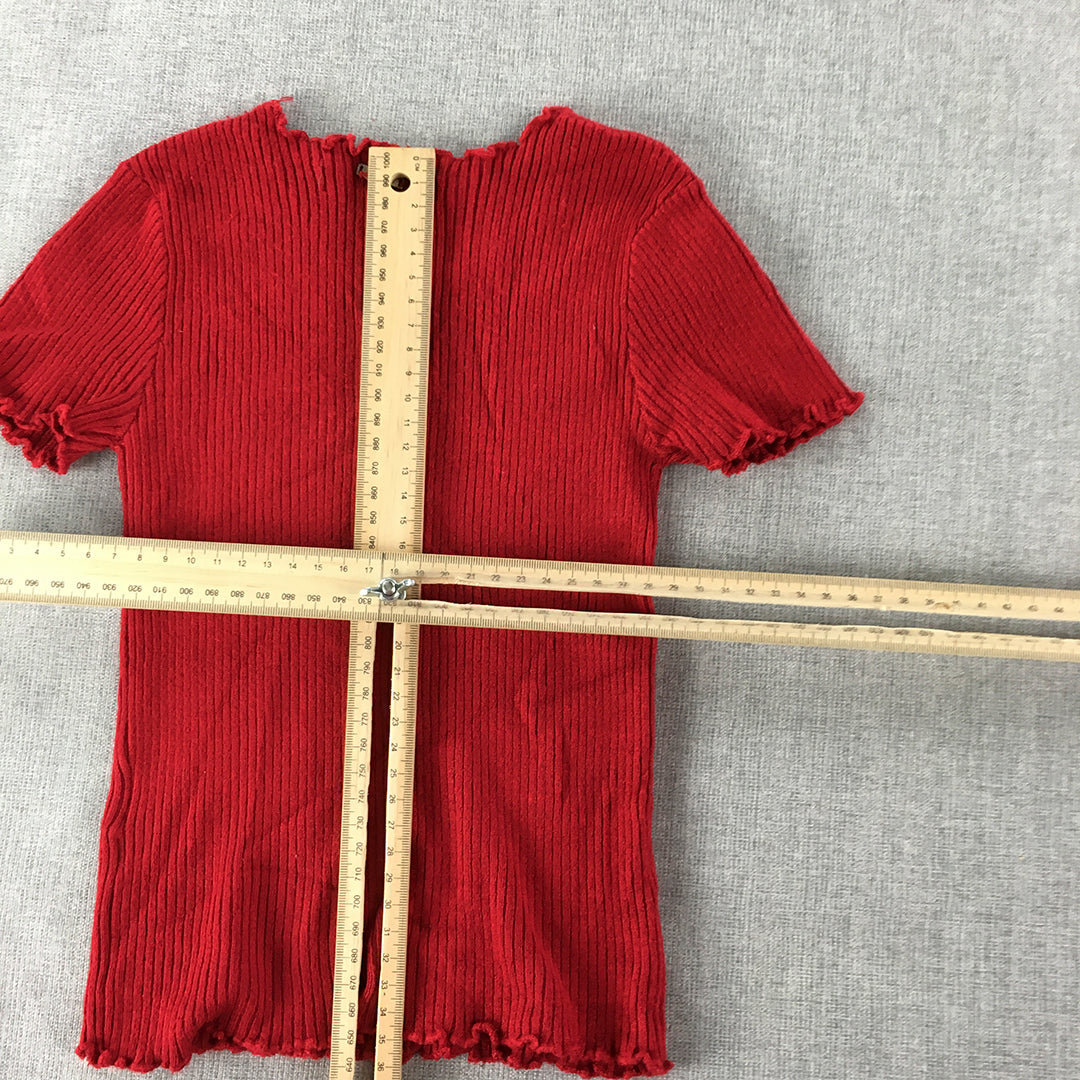 Ava & Ever Womens Knit Top Size M Red Stretch Fabric Shirt