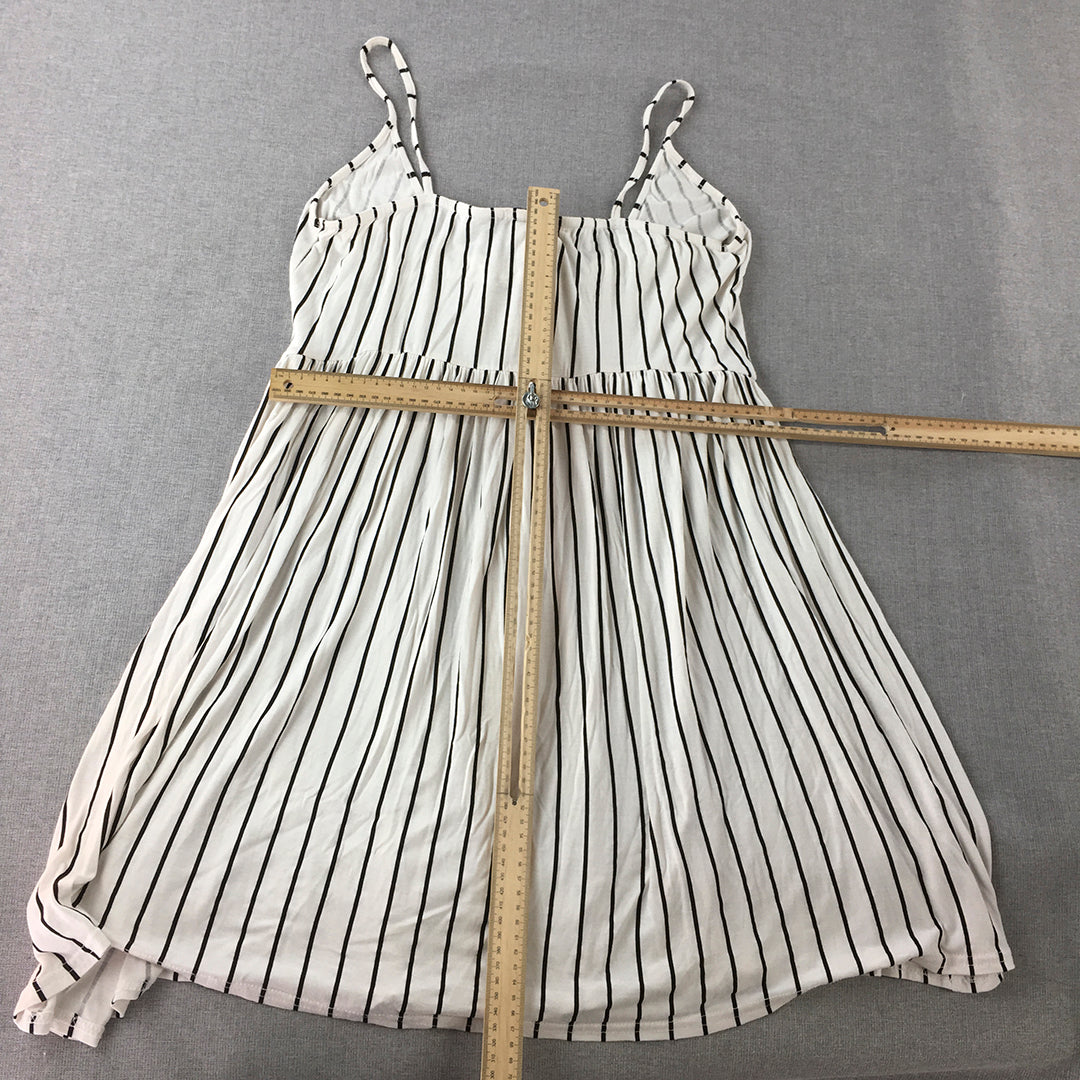 Boohoo Womens Mini Dress Size 18 White Striped Sleeveless